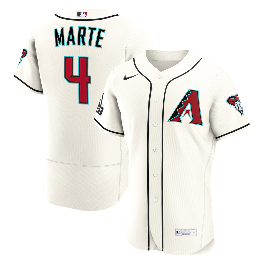 Arizona Diamondbacks Ketel Marte | Nike Cream Home Authentic Sponsor Patch Jersey