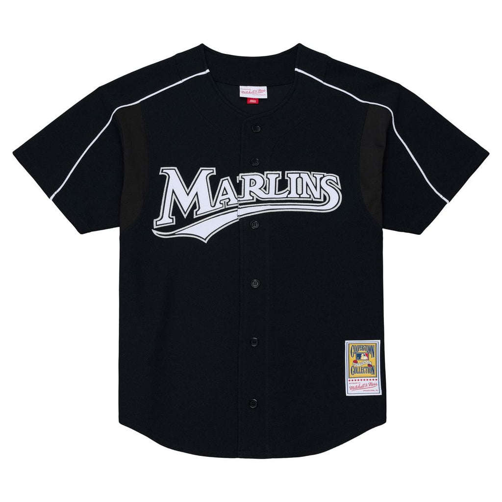 Florida Marlins Miguel Cabrera | Mitchell & Ness Black 2003 Cooperstown Mesh Batting Practice Button-Up Jersey