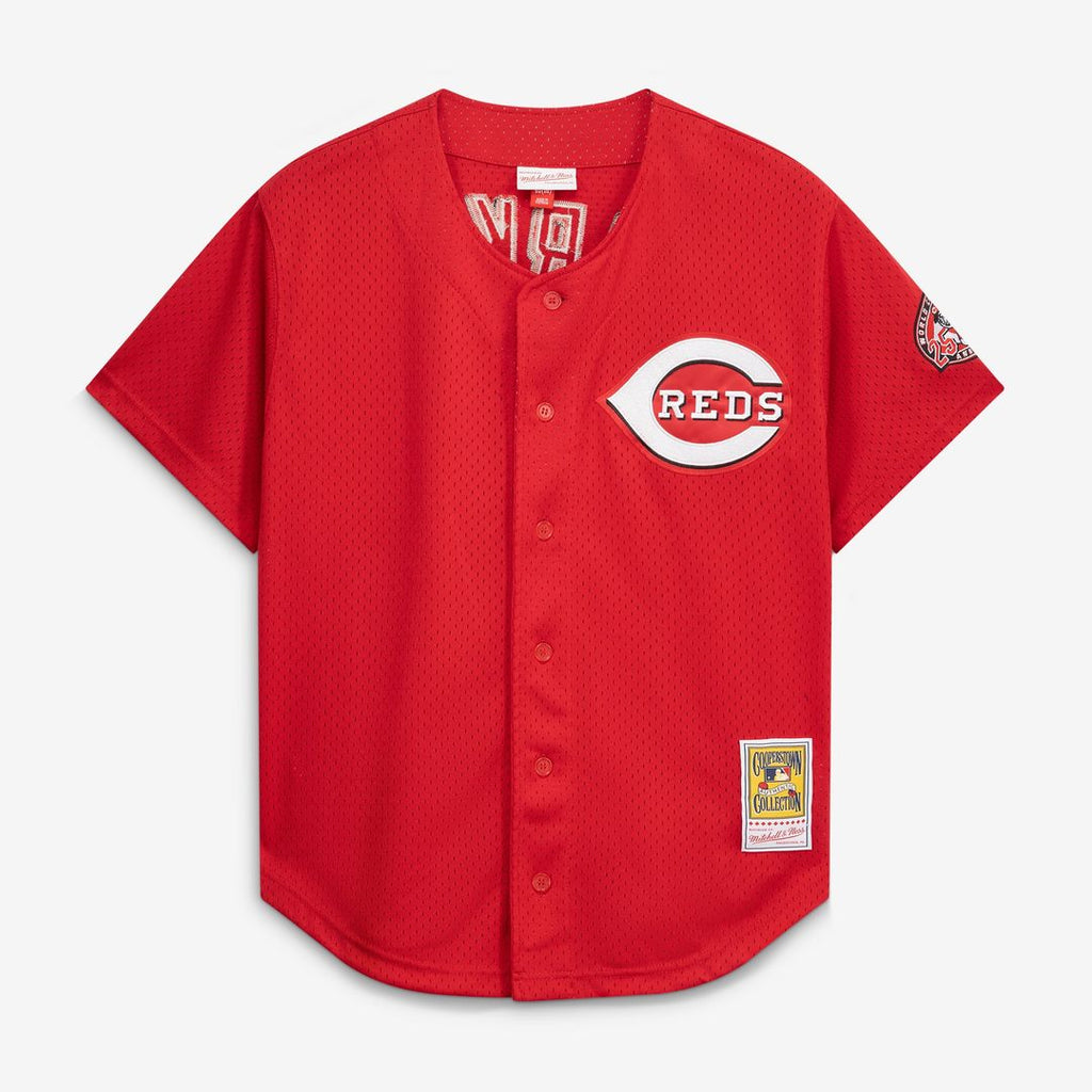 Cincinnati Reds Barry Larkin | Mitchell & Ness Red Throwback Cooperstown Mesh Batting Practice Jersey