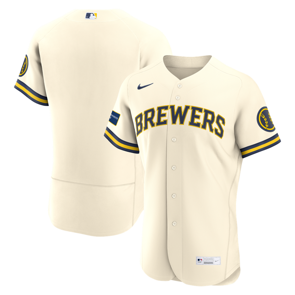 Milwaukee Brewers | Nike Cream Home Sponsor Patch Authentic Jersey