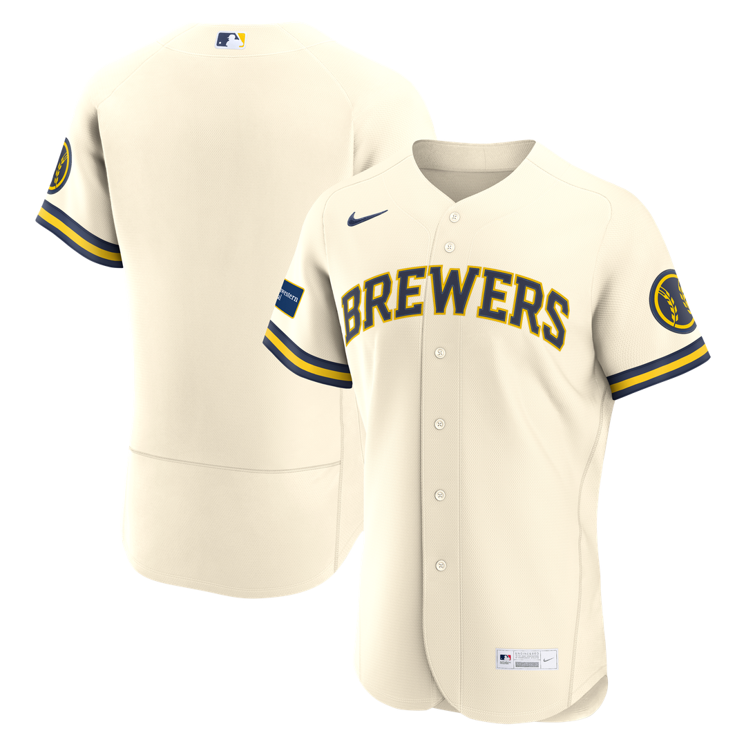 Milwaukee Brewers | Nike Cream Home Sponsor Patch Authentic Jersey