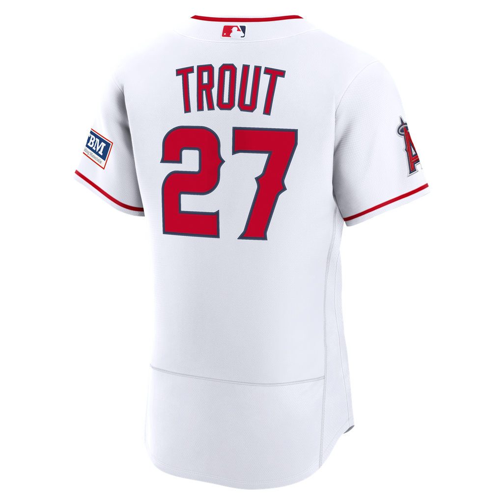 Los Angeles Angels Mike Trout | Nike White Home Authentic Sponsor Patch Jersey
