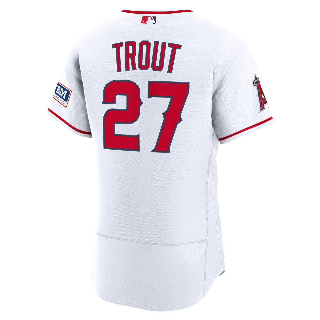 Los Angeles Angels Mike Trout | Nike White Home Authentic Sponsor Patch Jersey