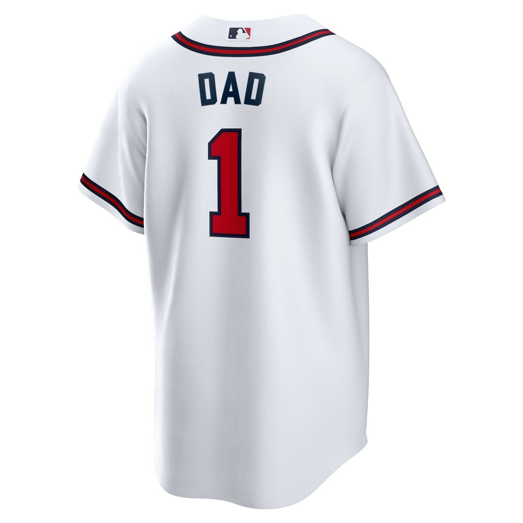 Atlanta Braves #1 Dad | Nike White Home Replica Jersey