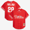 Philadelphia Phillies Jimmy Rollins | Mitchell & Ness Red Cooperstown Mesh Batting Practice Button-Up Jersey