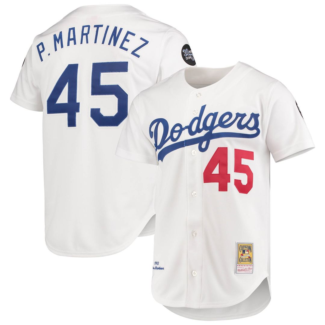 Los Angeles Dodgers Pedro Martinez | Mitchell & Ness White 1993 Cooperstown Collection Home Authentic Jersey
