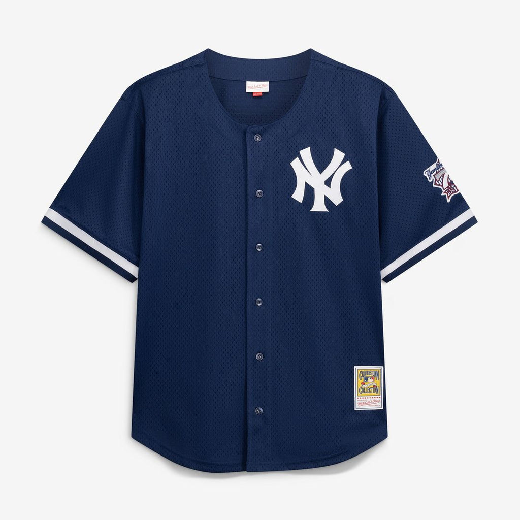 New York Yankees Derek Jeter | Mitchell & Ness Navy Cooperstown Collection Mesh Batting Practice Button-Up Jersey