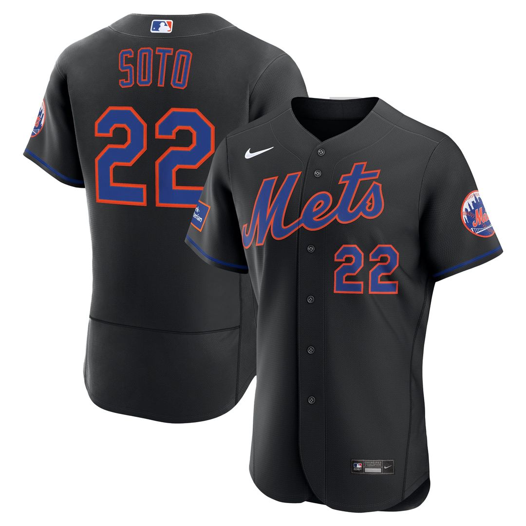 New York Mets Juan Soto | Nike Black Alternate Authentic Sponsor Patch Jersey
