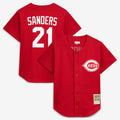 Cincinnati Reds Deion Sanders | Mitchell & Ness Red Cooperstown Mesh Batting Practice Button-Up Jersey