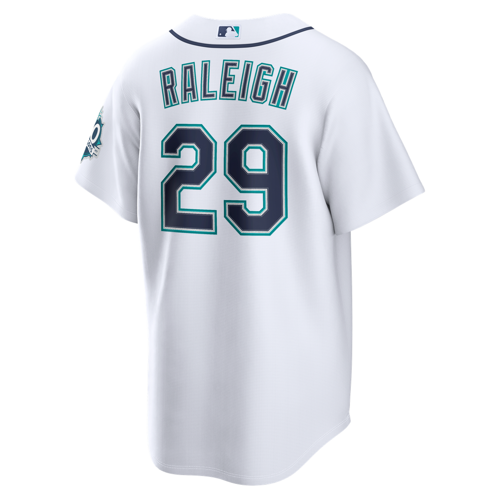 Seattle Mariners Cal Raleigh | Nike White Home Stadium 50th Season Patch Jersey