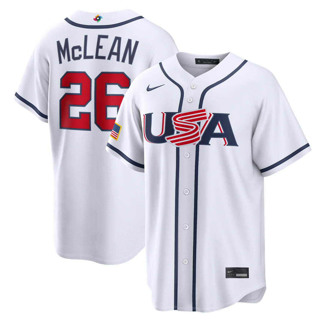 USA Baseball Nolan McLean | Nike White 2026 World Baseball Classic Home Stadium Jersey