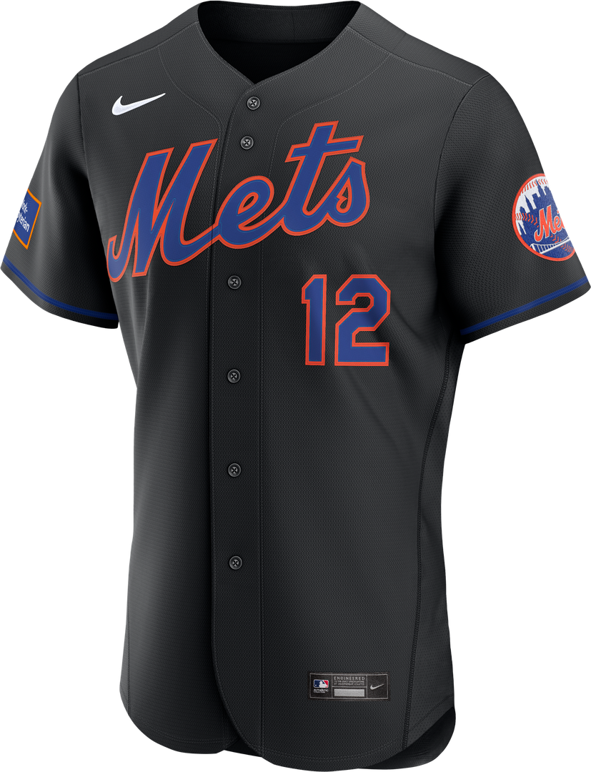 New York Mets Francisco Lindor | Nike Black Alternate Authentic Sponsor Patch Jersey