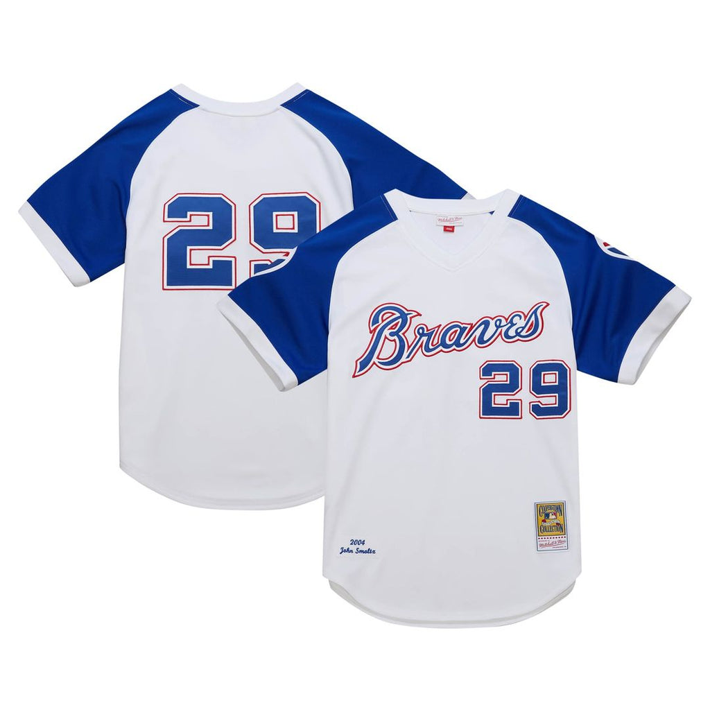 Atlanta Braves John Smoltz | Mitchell & Ness White 2004 Cooperstown Collection Authentic Throwback Jersey