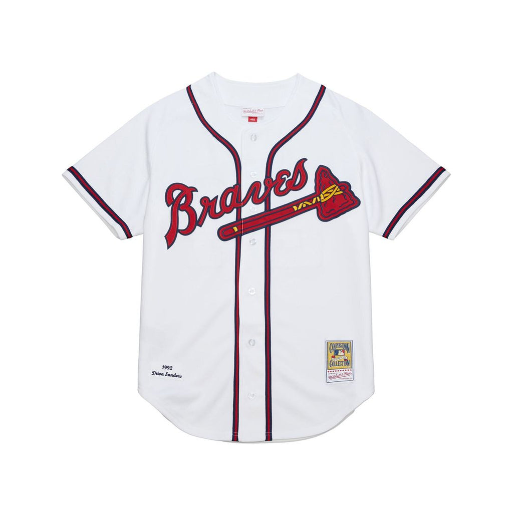Atlanta Braves Deion Sanders | Mitchell & Ness White Cooperstown Collection 1992 Authentic Jersey