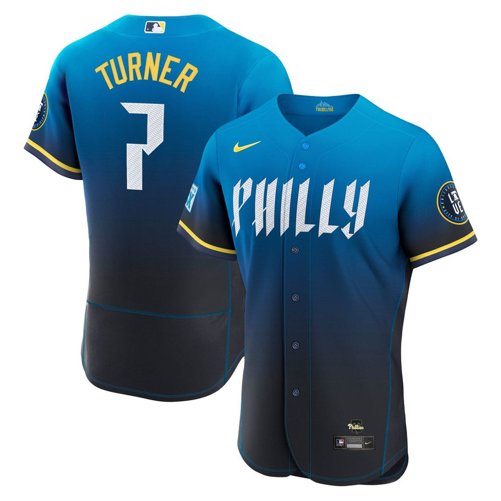 Philadelphia Phillies Trea Turner | Nike Navy City Connect Authentic Sponsor Patch Jersey