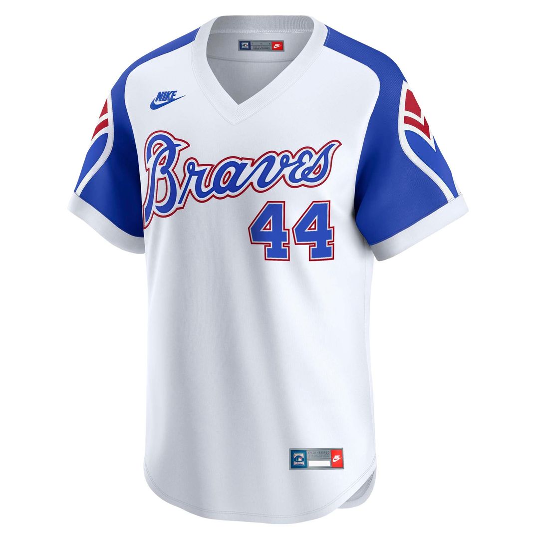 Atlanta Braves Hank Aaron | Nike White Throwback Cooperstown Collection Limited Jersey