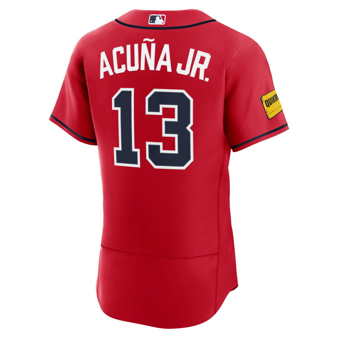 Atlanta Braves Ronald Acuña Jr. | Nike Red Alternate Authentic Sponsor Patch Jersey