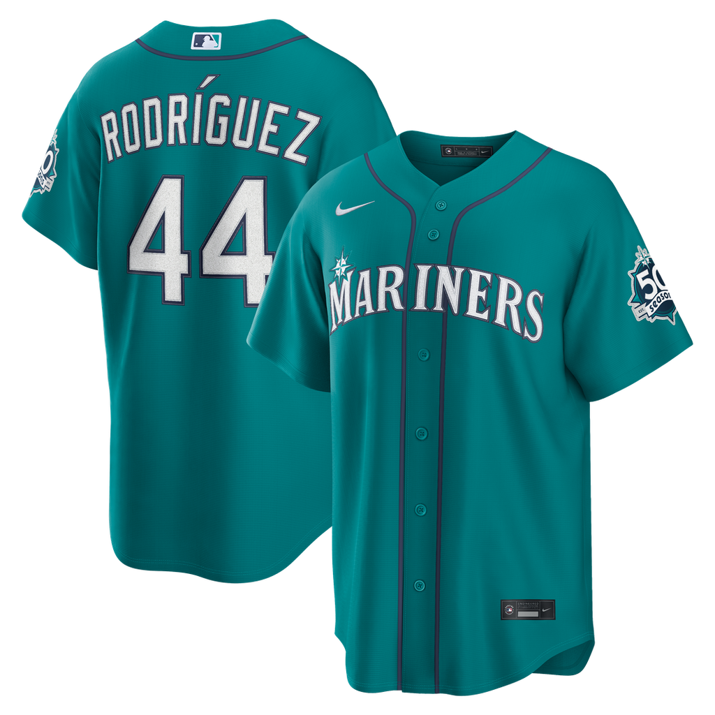 Seattle Mariners Julio Rodríguez | Nike Teal Alternate Stadium 50th Season Patch Jersey