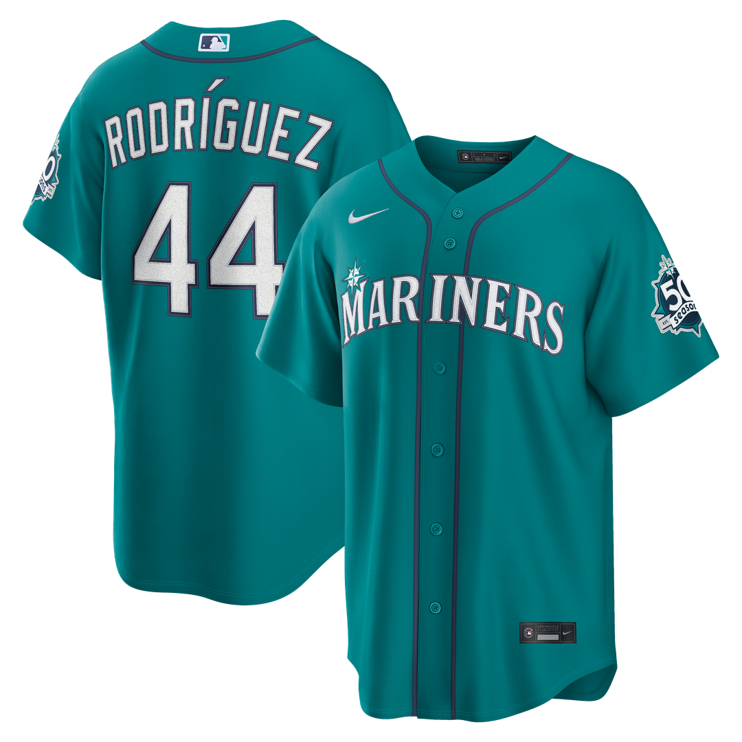 Seattle Mariners Julio Rodríguez | Nike White Home Stadium 50th Season Patch Jersey