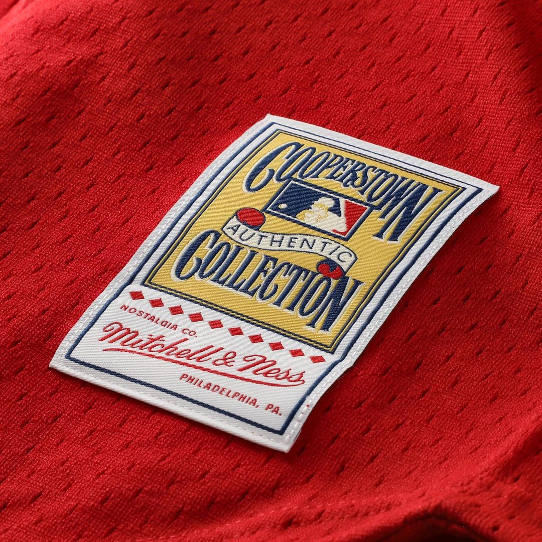Cincinnati Reds Deion Sanders | Mitchell & Ness Red Cooperstown Mesh Batting Practice Button-Up Jersey