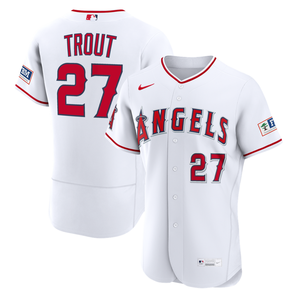 Los Angeles Angels Mike Trout | Nike White Home Authentic Sponsor Patch Jersey