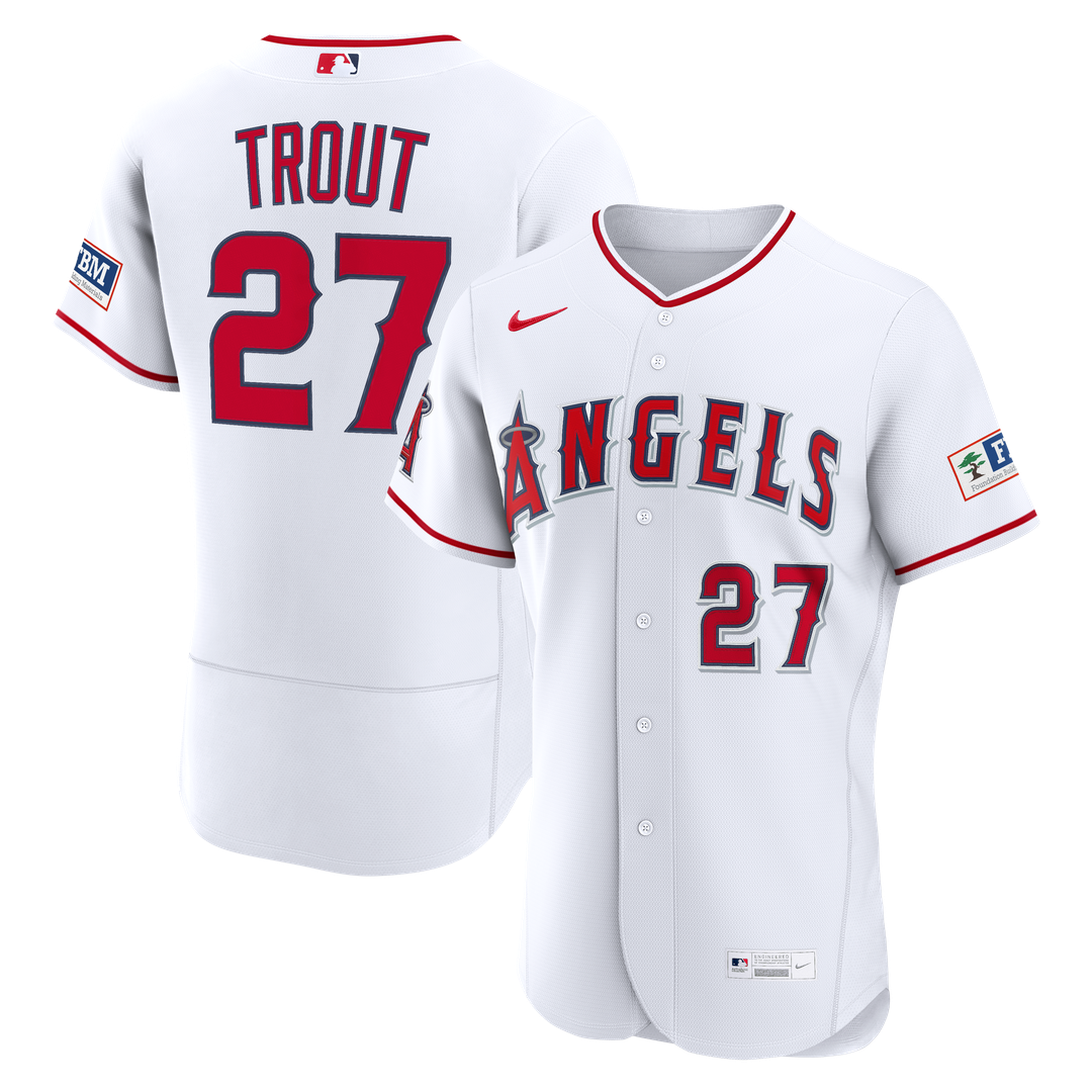 Los Angeles Angels Mike Trout | Nike White Home Authentic Sponsor Patch Jersey