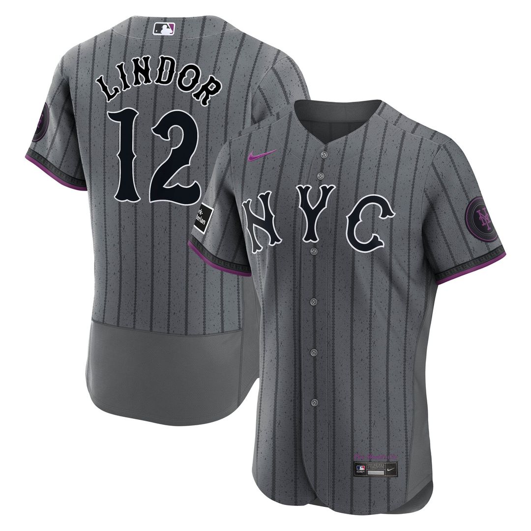 New York Mets Francisco Lindor | Nike Gray City Connect Authentic Sponsor Patch Jersey