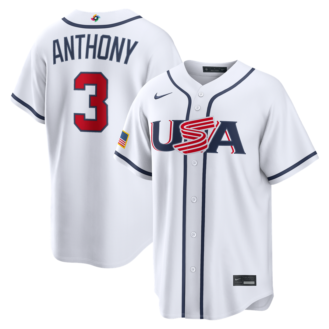 USA Baseball Roman Anthony | Nike White 2026 World Baseball Classic Home Stadium Jersey