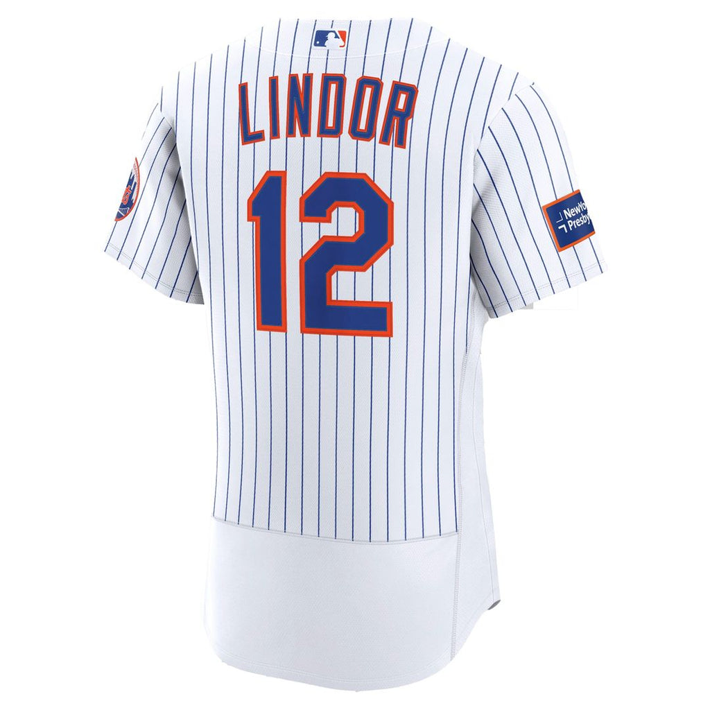New York Mets Francisco Lindor | Nike White Home Authentic Sponsor Patch Jersey