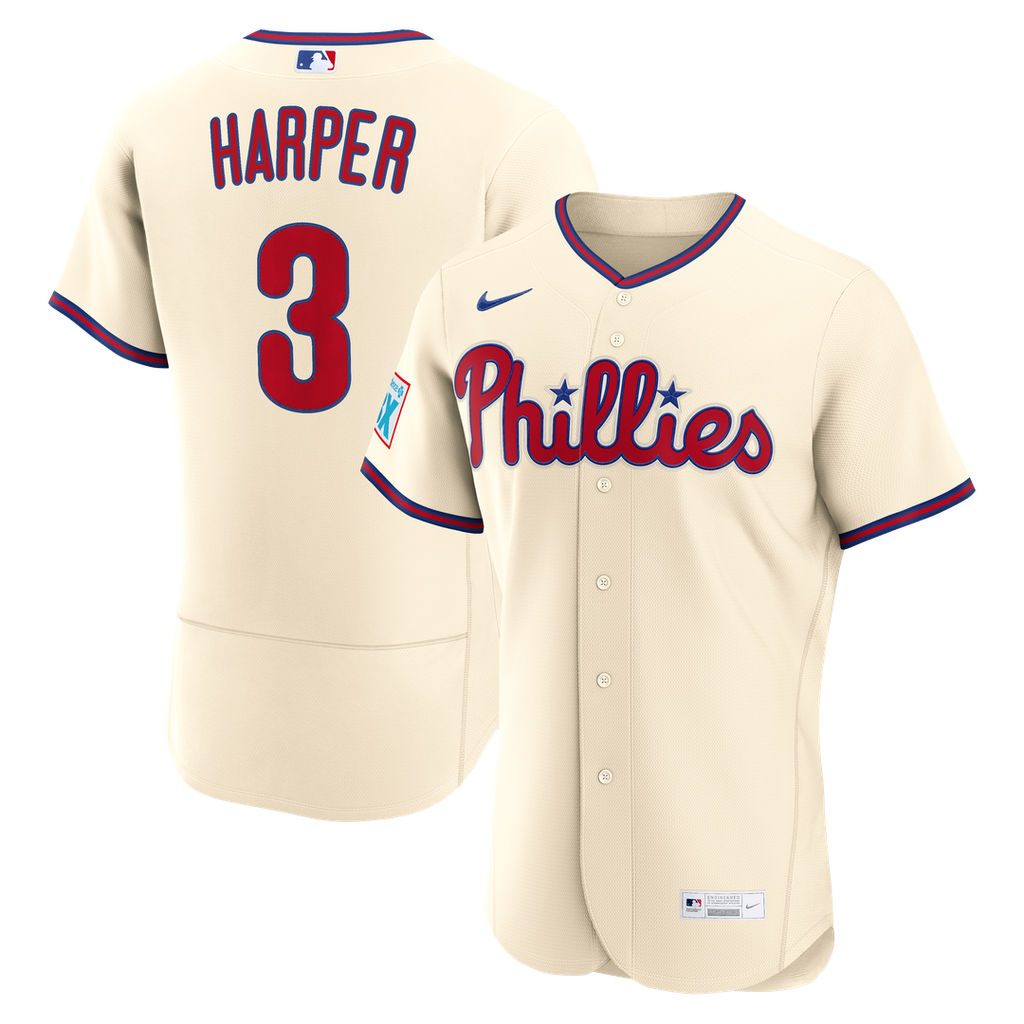 Philadelphia Phillies Bryce Harper | Nike Cream Alternate Authentic Sponsor Patch Jersey