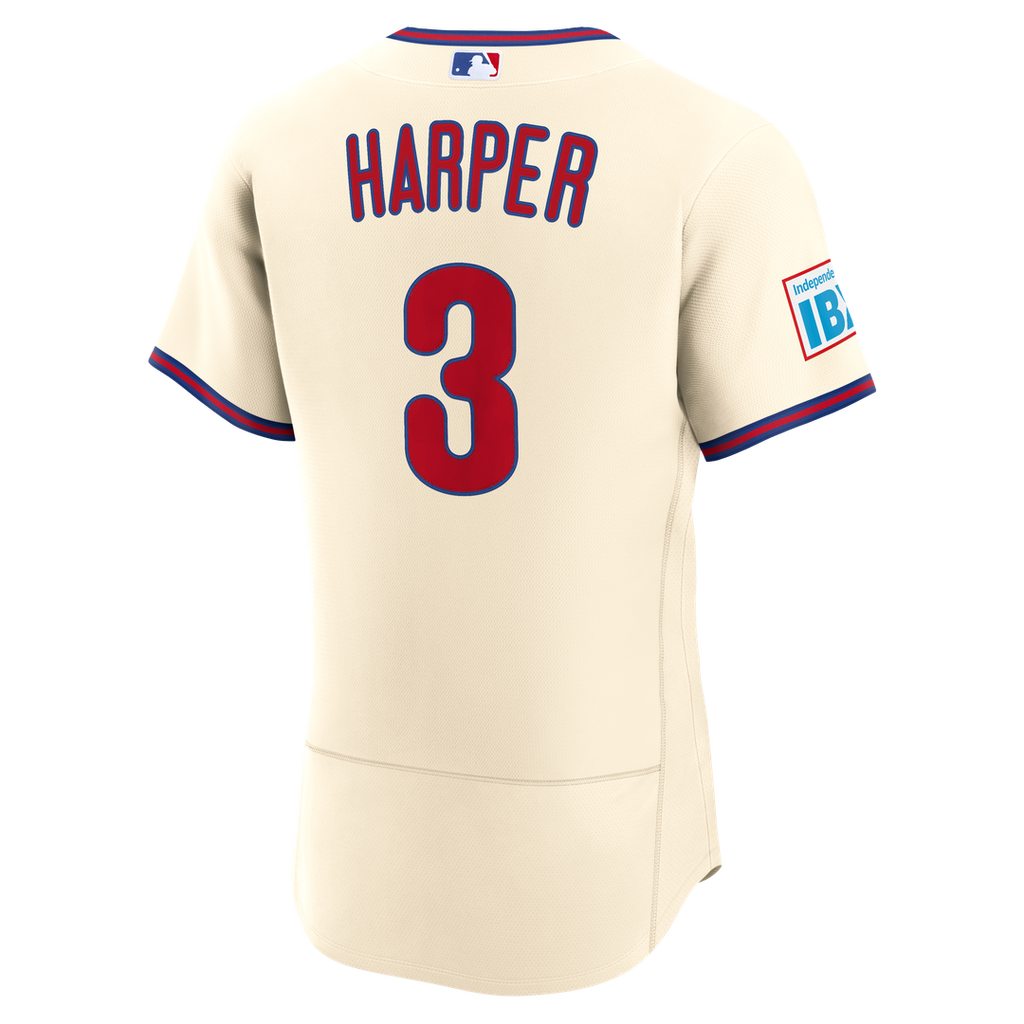 Philadelphia Phillies Bryce Harper | Nike Cream Alternate Authentic Sponsor Patch Jersey