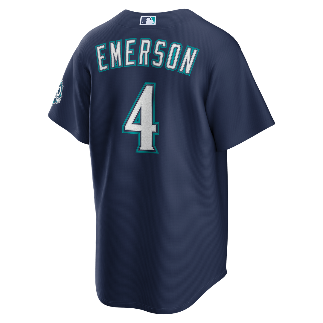 Seattle Mariners Colt Emerson | Nike Navy Road 50th Season Anniversary Patch Stadium Jersey