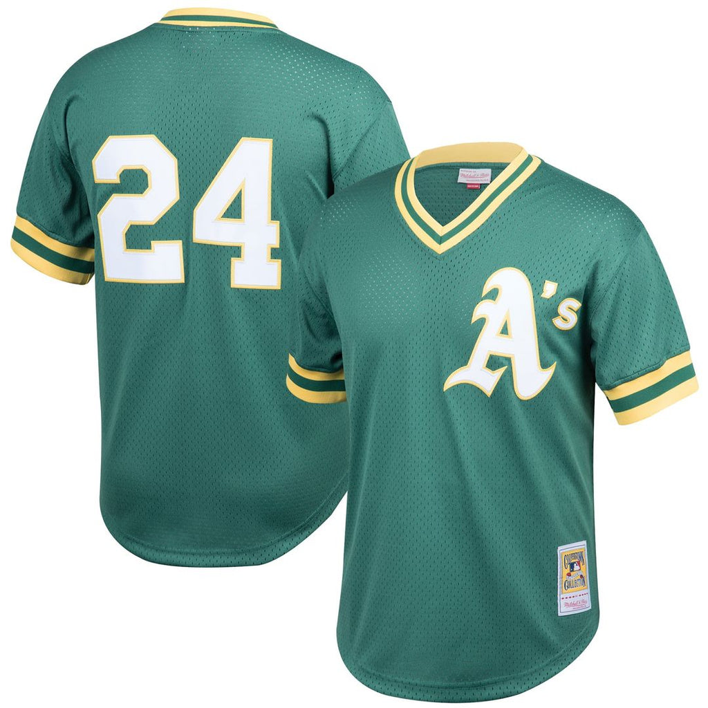 Athletics Rickey Henderson | Mitchell & Ness Green Cooperstown Collection Big & Tall Mesh Batting Practice Jersey