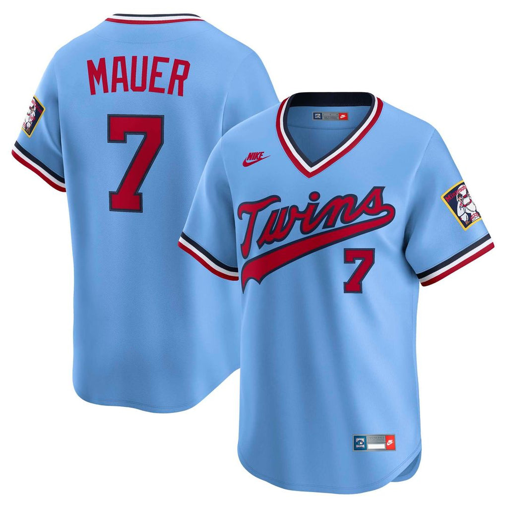 Minnesota Twins Joe Mauer | Nike Light Blue Throwback Cooperstown Collection Limited Jersey