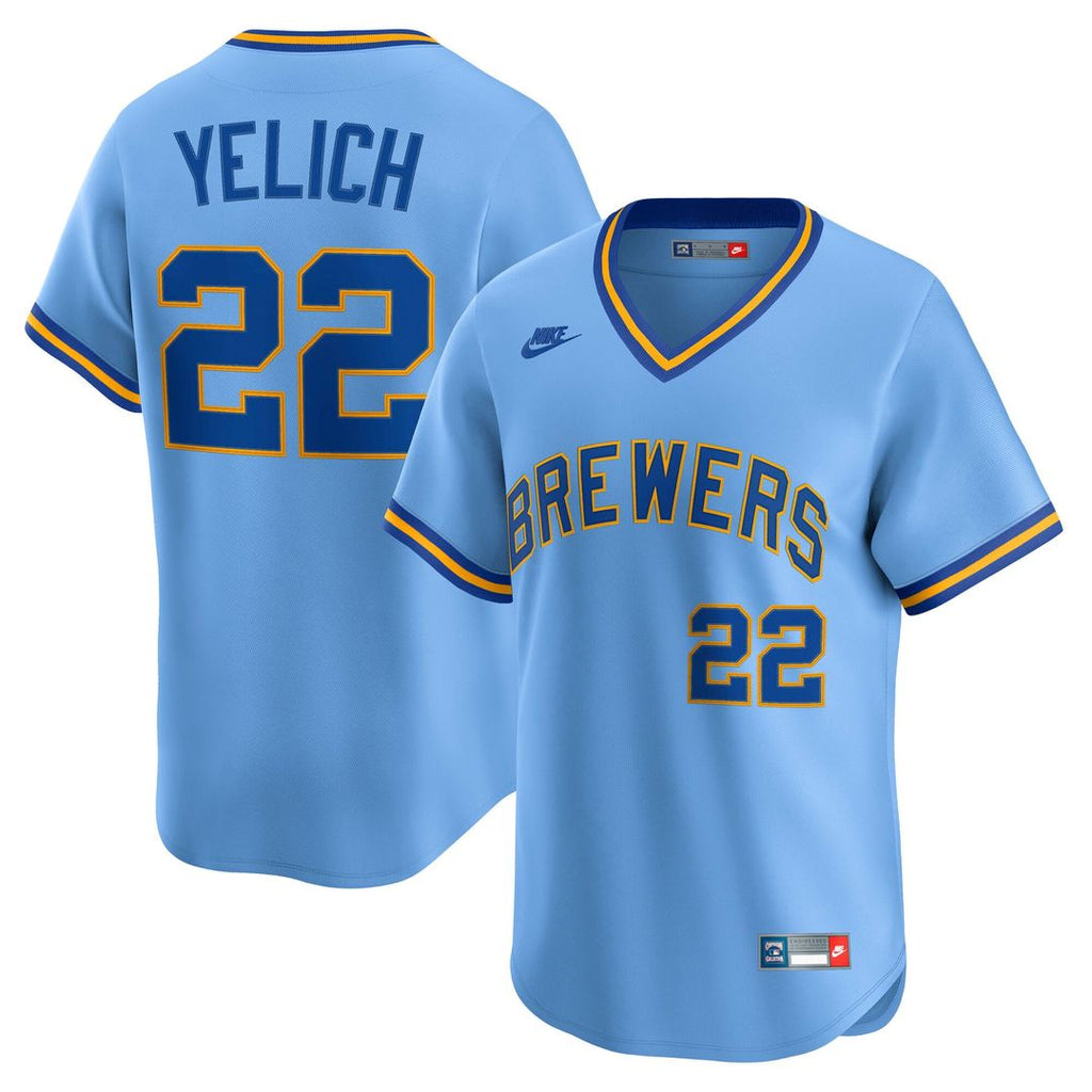 Milwaukee Brewers Christian Yelich | Nike Powder Blue Cooperstown Collection Limited Jersey