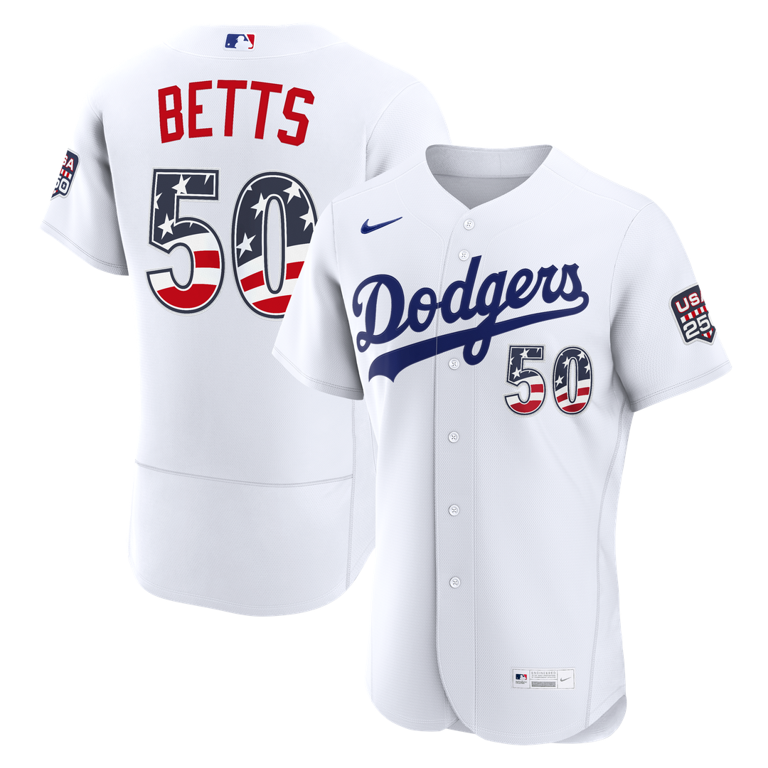 Fourth of July Los Angeles Dodgers Mookie Betts | Nike White USA 250 Authentic Jersey