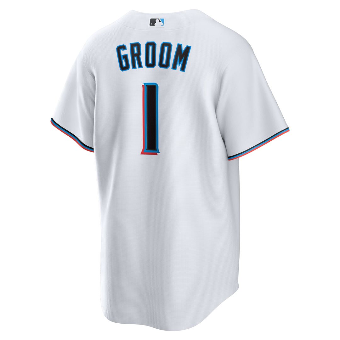 Miami Marlins | Nike White #1 Groom Home Replica Jersey
