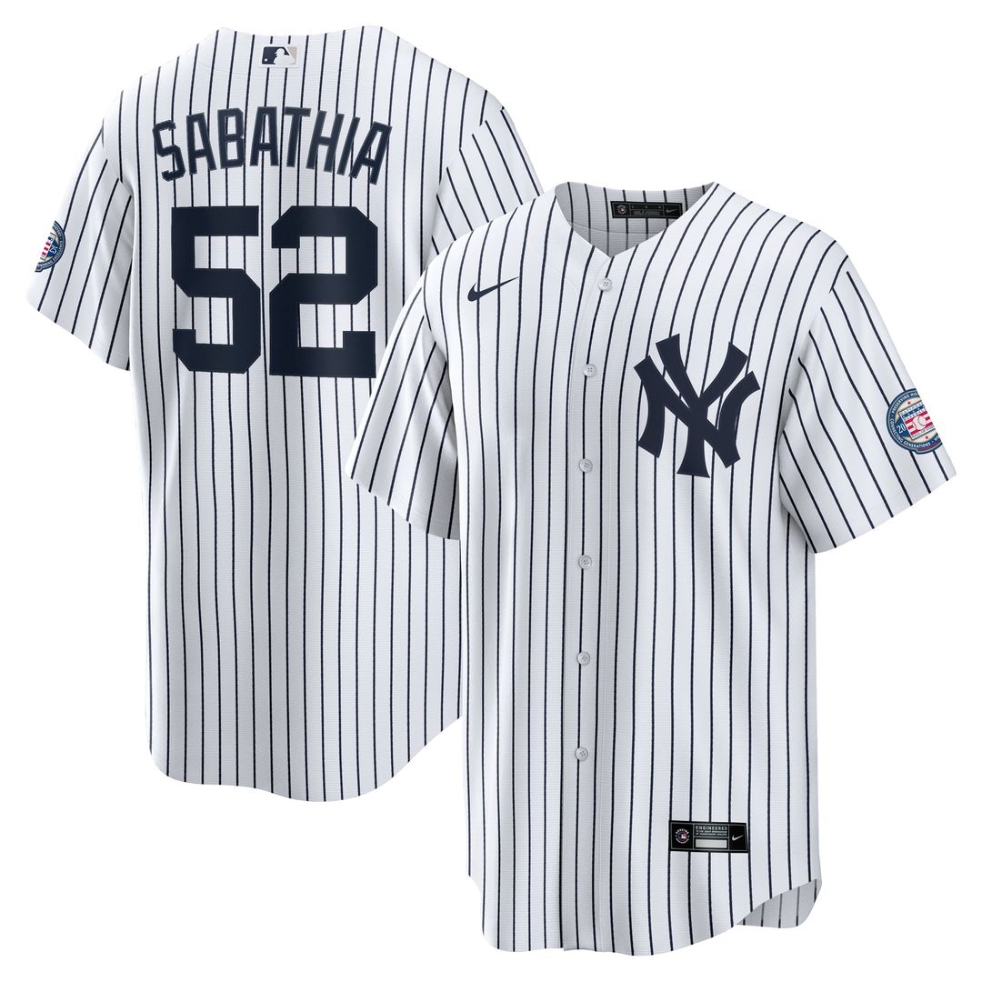 New York Yankees CC Sabathia | Nike White 2025 Baseball Hall of Fame Name & Number Retired Replica Jersey