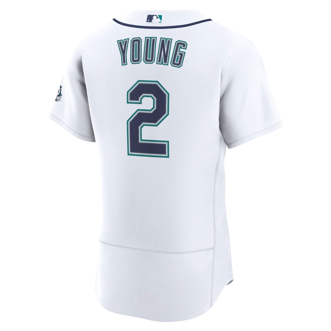 Seattle Mariners Cole Young | Nike White Home 50th Season Authentic Jersey