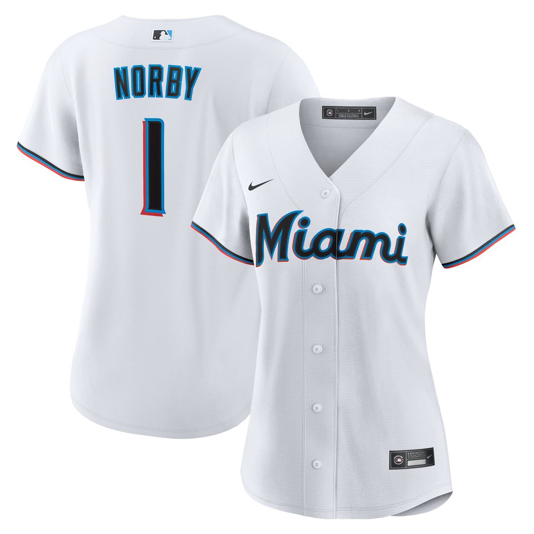 Women's Miami Marlins Connor Norby | Nike White Home Replica Jersey