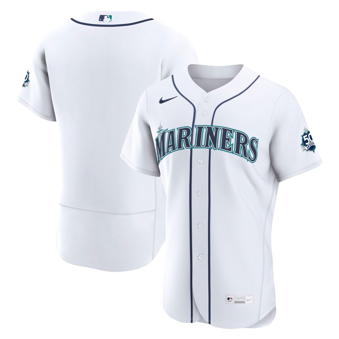 Seattle Mariners | Nike White 50th Anniversary Patch Home Authentic Jersey