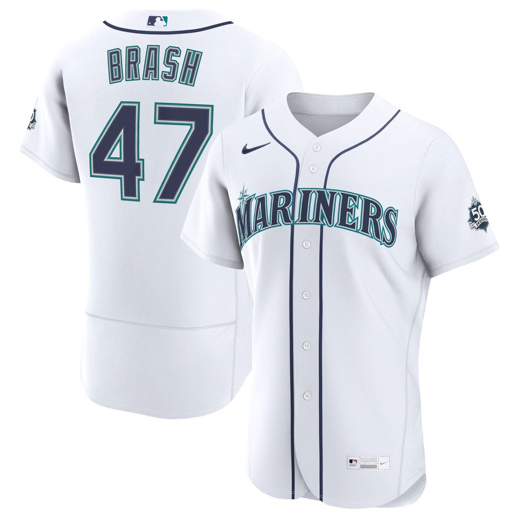Seattle Mariners Matt Brash | Nike White Home 50th Season Authentic Jersey