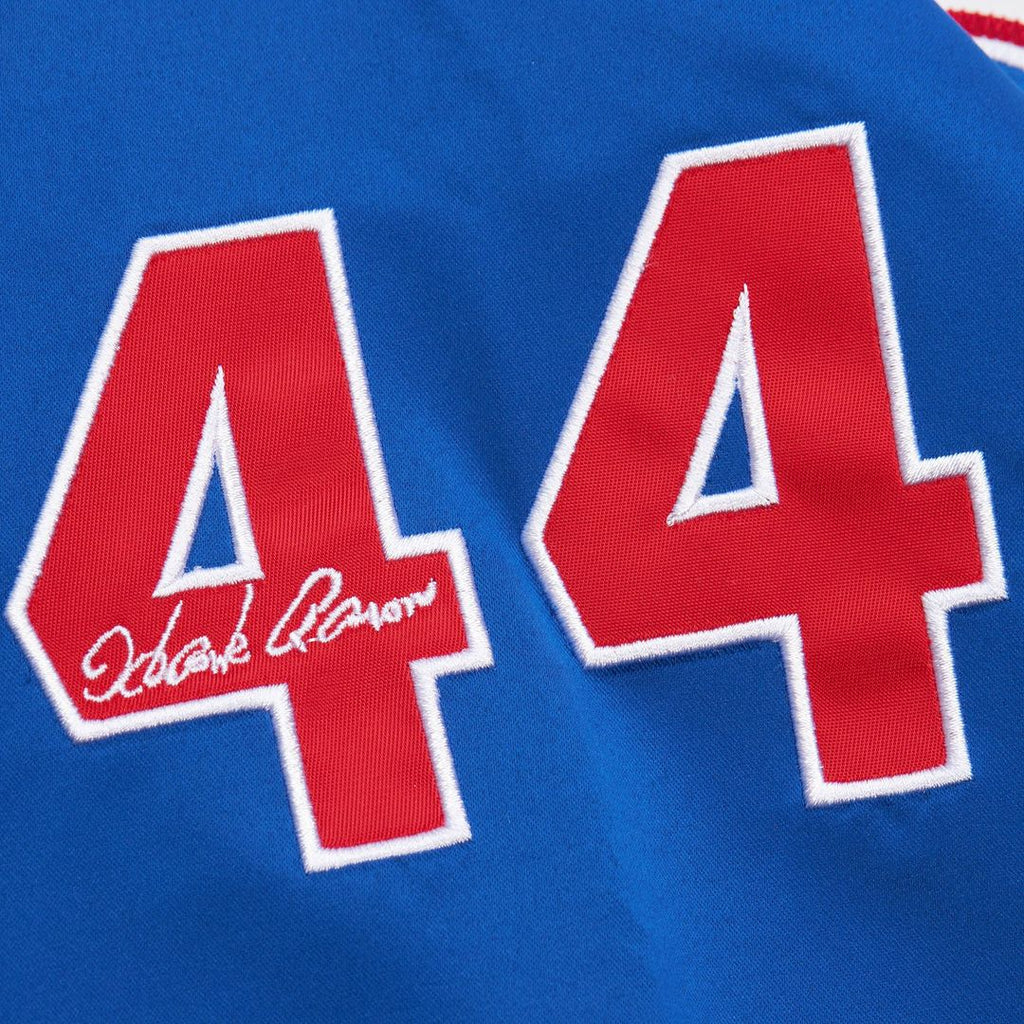 Atlanta Braves Hank Aaron | Mitchell & Ness White/Royal Cooperstown Collection Legends Lightweight Satin Raglan Full-Snap Jacket
