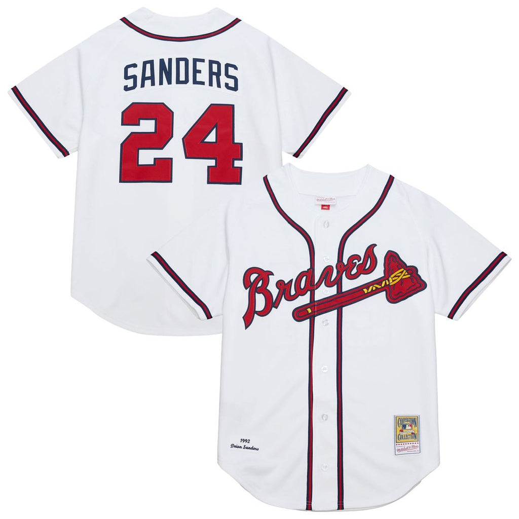 Atlanta Braves Deion Sanders | Mitchell & Ness White Cooperstown Collection 1992 Authentic Jersey