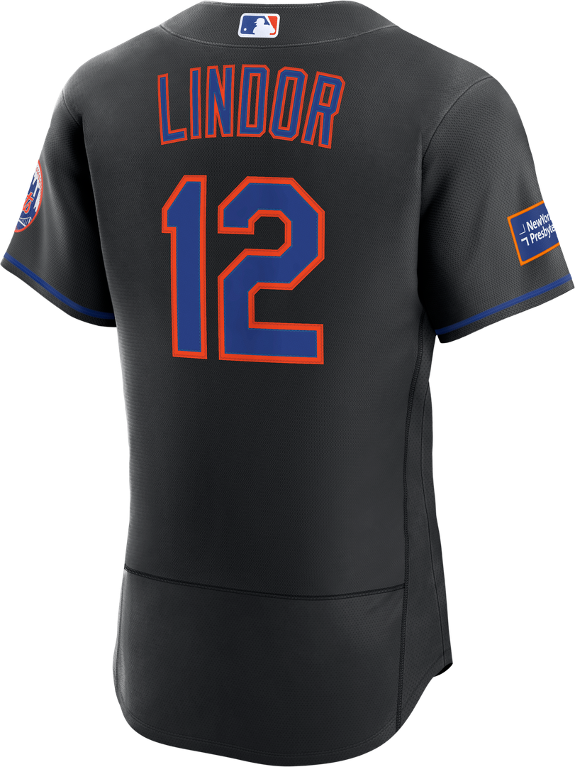 New York Mets Francisco Lindor | Nike Black Alternate Authentic Sponsor Patch Jersey