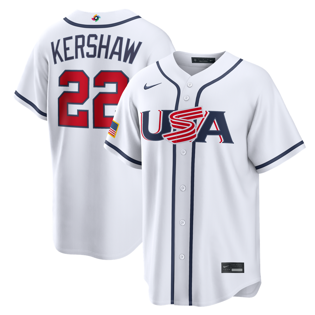USA Baseball Clayton Kershaw | Nike White 2026 World Baseball Classic Home Stadium Jersey