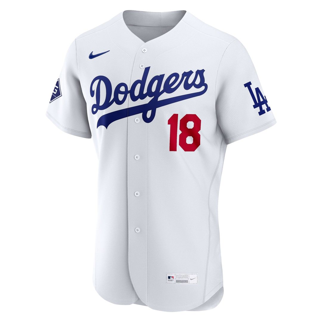 Los Angeles Dodgers Yoshinobu Yamamoto | Nike White Home Authentic Sponsor Patch Jersey