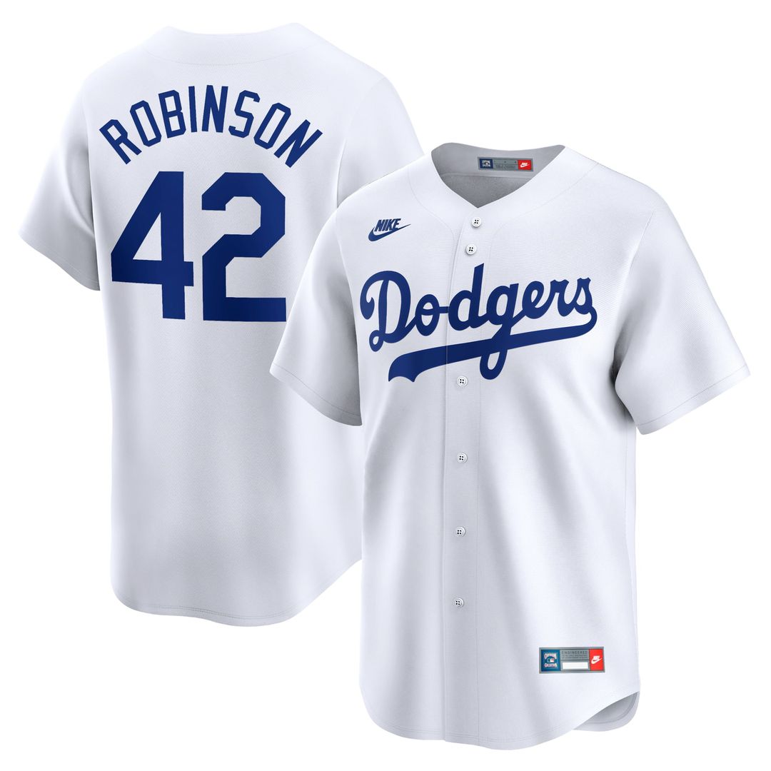 Brooklyn Dodgers Jackie Robinson | Nike White Throwback Cooperstown Collection Limited Jersey